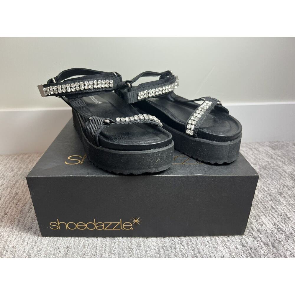 Zaria Platform Sandal, Black, Rhinestones, Y2K Style, NIB - Picture 3 of 7